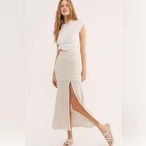 Free People Bari Column Knit Skirt Cream XS
